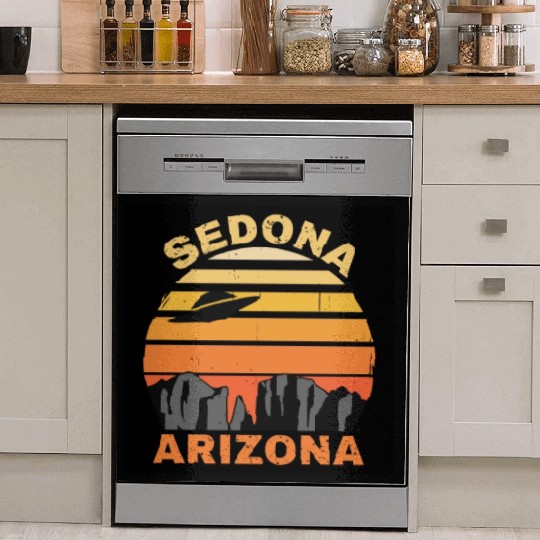 Sedona Arizonna Retro Sunset and UFO Dish Washer Covers