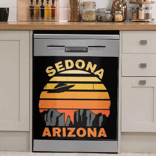 Sedona Arizonna Retro Sunset and UFO Dish Washer Covers