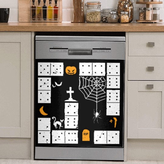 Domino Halloween Dominoes Trick Or Treat Dominos Dish Washer Covers