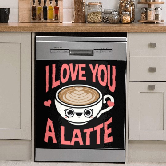 I Love You A Latte For Coffee Lover Dish Washer Covers