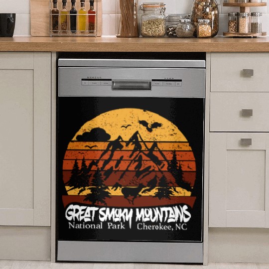 Great Smoky Mountains Cherokee Nc Vintage Souvenir Dish Washer Covers