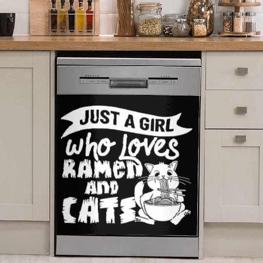 Ramen Cat Bowl Chicken Noodle Soup Japanese Dish Washer Covers