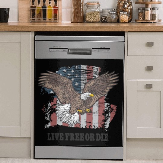 Live Free or Die - Bald Eagle - Grunge American Fl Dish Washer Covers