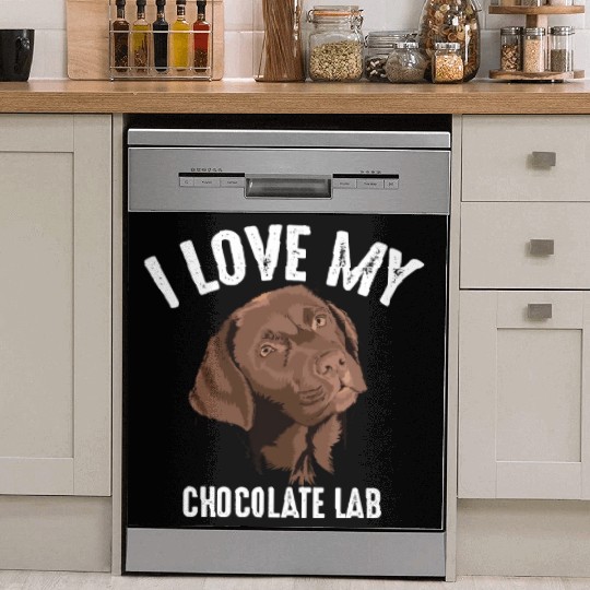 Cool I Love My Chocolate Lab Funny Brown Labrador Dish Washer Covers