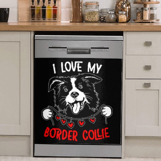 I Love My Border Collie Dog Lover Puppy Paw Love Dish Washer Covers