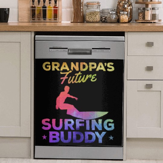 Surfing Baby Newborn Surfer Grandpa's Future Dish Washer Covers