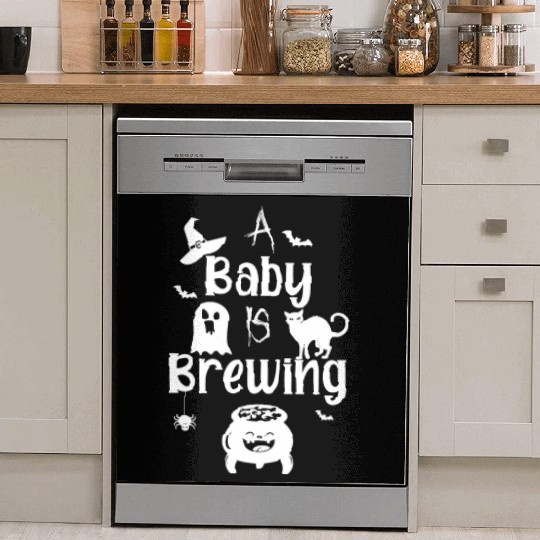 A Baby Is Brewing Maternity Halloween Women Funny Dish Washer Covers