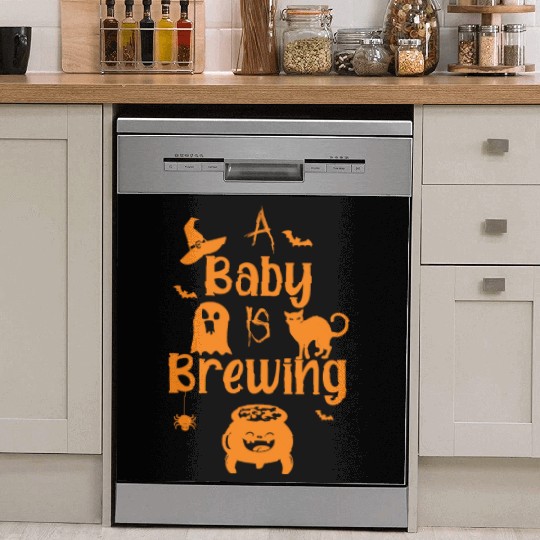 A Baby Is Brewing Maternity Halloween Women Funny Dish Washer Covers