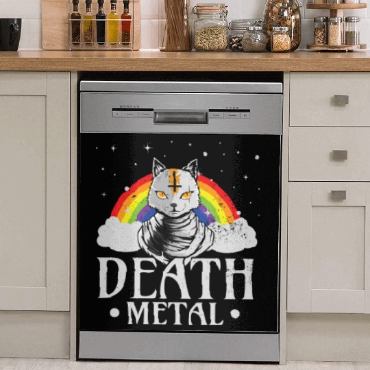 Death Metal Rock Satan Cat For Concerts Festivals Dish Washer Covers