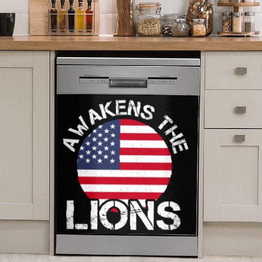 American Flag Awakens The Lion Dish Washer Covers