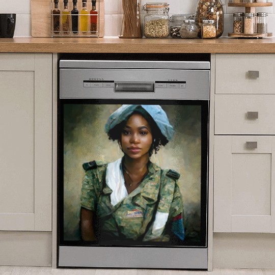 Beautiful US army combat medic painting Dish Washer Covers