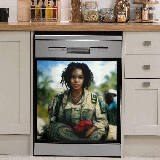 Beautiful US army combat medic painting Dish Washer Covers