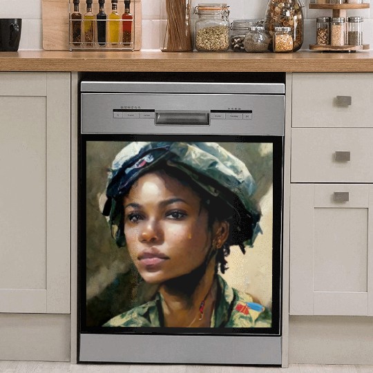 Beautiful US army combat medic painting Dish Washer Covers