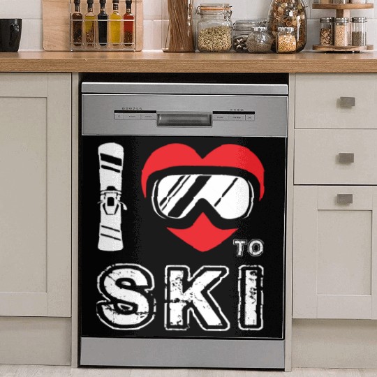 I Love To Ski Winter Sport Snowboarding Skiing Dish Washer Covers