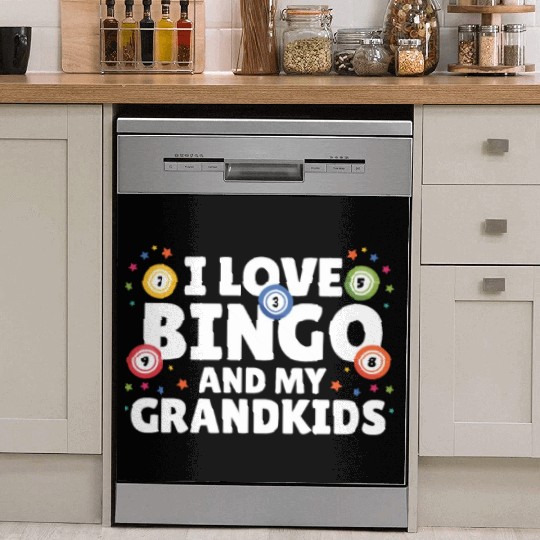 I Love Bingo And My Grandkids Funny Bingo Dish Washer Covers