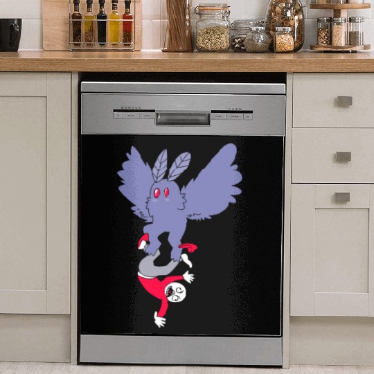 Mothman Abducting Human Goth Cryptid Funny Mothman Dish Washer Covers