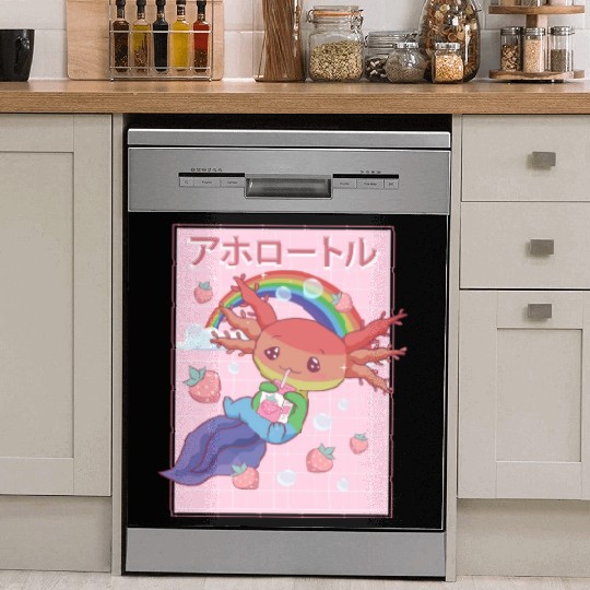 Kawaii Axolotl Strawberry Milk Gay Pride Dish Washer Covers