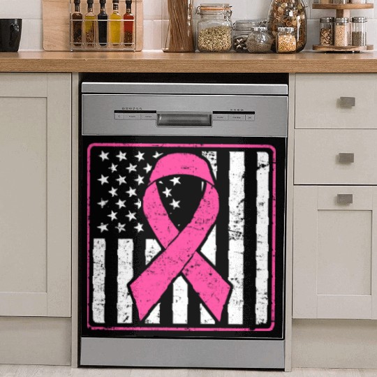 Breast Cancer Awareness US Flag Dish Washer Covers