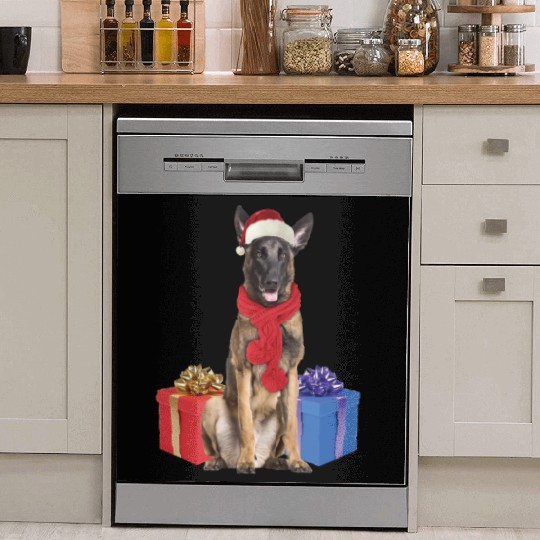 Christmas Belgian Mallinois dog Dish Washer Covers