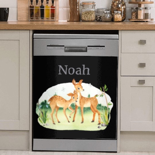 Forest Animal Deer Flowers Name Noah Dish Washer Covers
