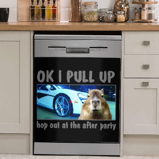 Ok I Pull Up Capybara Meme After Party Rap Song ar Dish Washer Covers