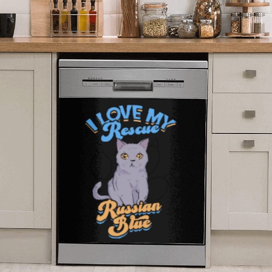 I love my rescue Russian Blue - russian blue Dish Washer Covers