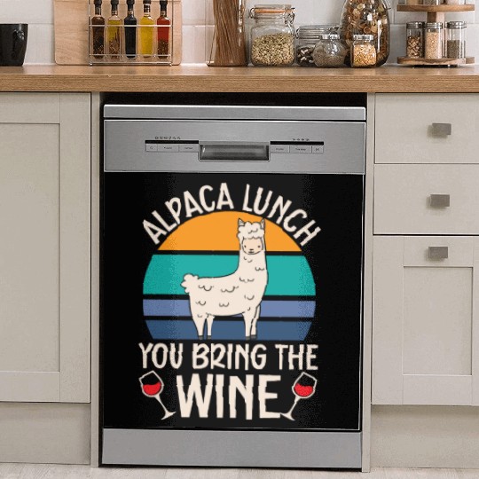 Alpaca Lunch You Bring The Wine Drinker Llama Dish Washer Covers