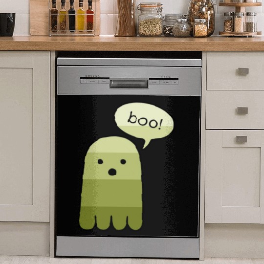 Olive Green Boo Ghost Halloween Dish Washer Covers