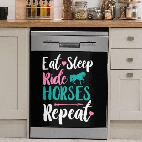 Cute Eat Sleep Ride Horses Repeat Equestrian Dish Washer Covers