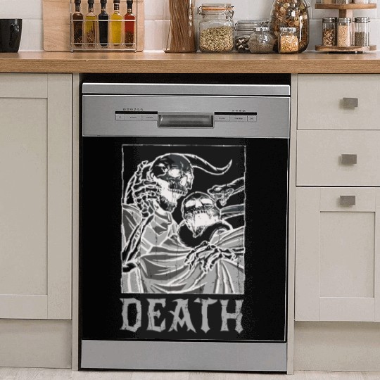 Skeleton Bones Tarot Card Occult Death Gothic Dish Washer Covers