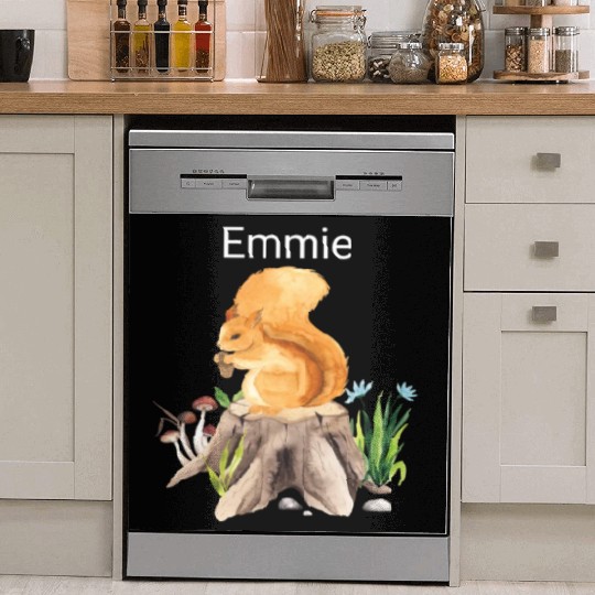 Forest animal squirrel with name Emmie Dish Washer Covers