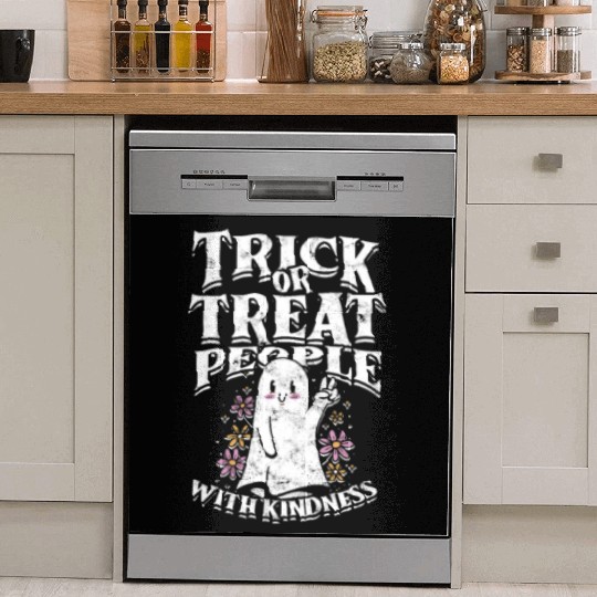 Trick or treat people with kindness - cute ghost Dish Washer Covers