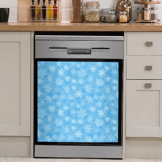 Pretty Light Blue Snowflakes Pattern Dish Washer Covers