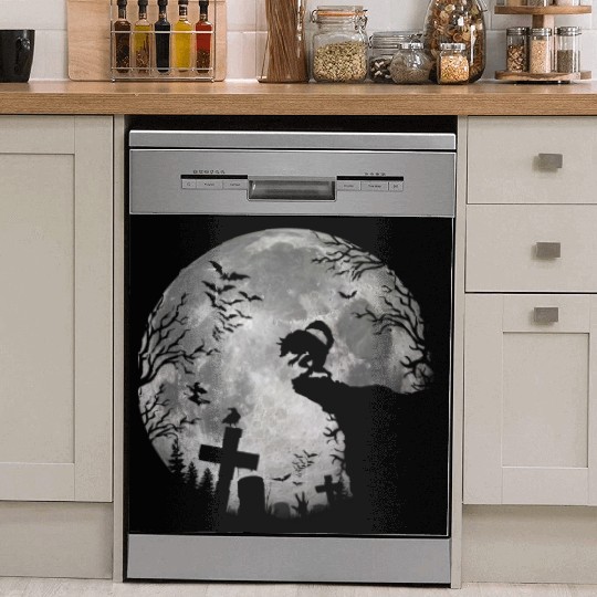 Halloween Werewolf Full Moon Bats and Black trick Dish Washer Covers