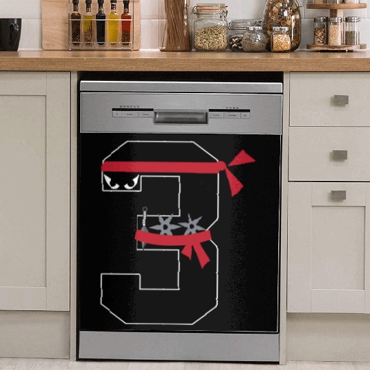 Number 3 Ninja 3 Year Old Fun 3rd Birthday Gifts Dish Washer Covers