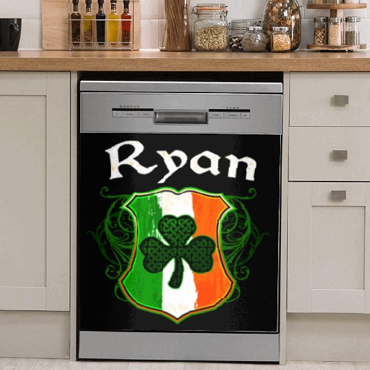 Ryan Irish Surname Ireland Flag Shield Shamrock Dish Washer Covers