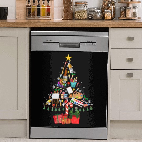 Xmas Tree Decor Art Teacher Ugly Artist Christmas Dish Washer Covers