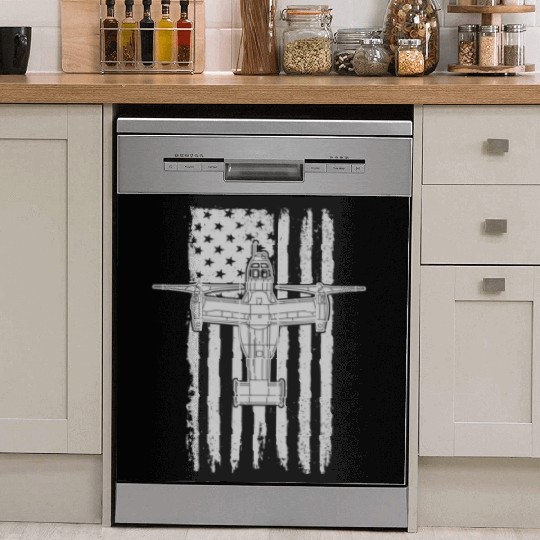 V-22 Osprey Military Helicopter American Flag V22 Dish Washer Covers