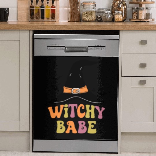 Withcy Babe Retro Halloween Witch Hat Dish Washer Covers