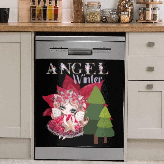 Winter Angel Christmas Tree Poinsettia Dish Washer Covers