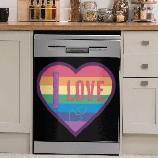 colorful heart rainbow unisex love for everyone Dish Washer Covers