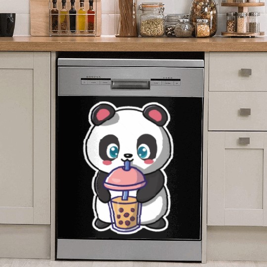 Panda Bear Boba Milk Tea Funny Bubble Tea Lovers Dish Washer Covers