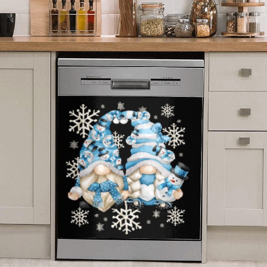 Funny Snowman Gnomies With Snowflakes Cute Winter Dish Washer Covers
