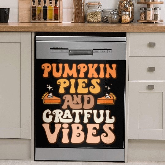 Retro Pumpkin Pies Grateful Vibes Thanksgiving Dish Washer Covers