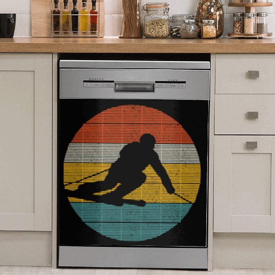 Vintage Ski Skiing Winter Sports Racing Skier Dish Washer Covers