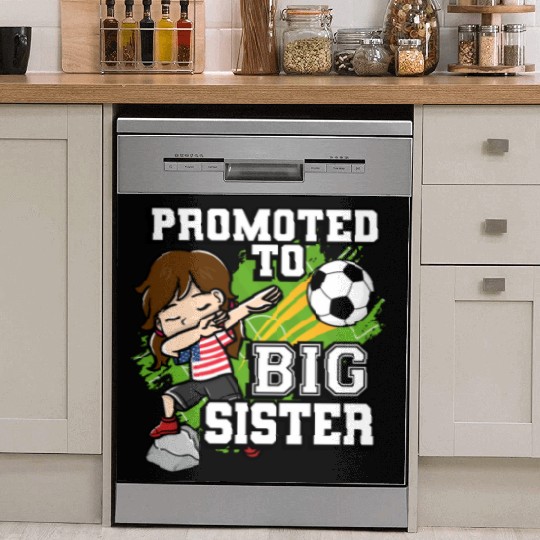 Promoted To Big Sister Soccer Player American Flag Dish Washer Covers