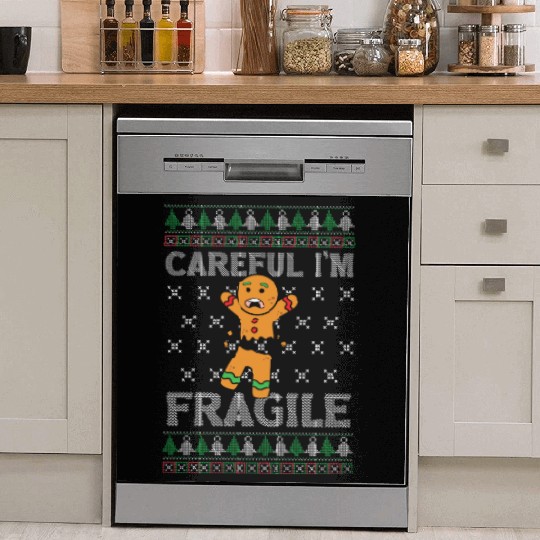 Christmas Careful I'm Fragile Funny Gingerbread Dish Washer Covers