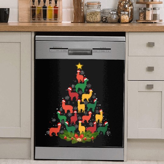 Family Matching Christmas Pajama Alpaca Xmas Tree Dish Washer Covers
