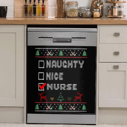 Naughty Nice Nurse, Matching Christmas Group Dish Washer Covers