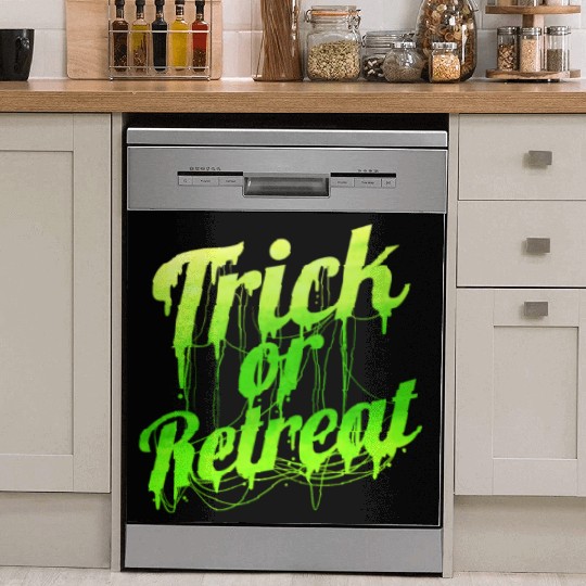 Green Spiderweb Letter Trick Or Retreat Halloween Dish Washer Covers